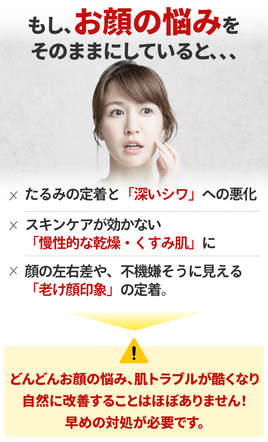 もし、お顔の悩みをそのままにしていると、、、